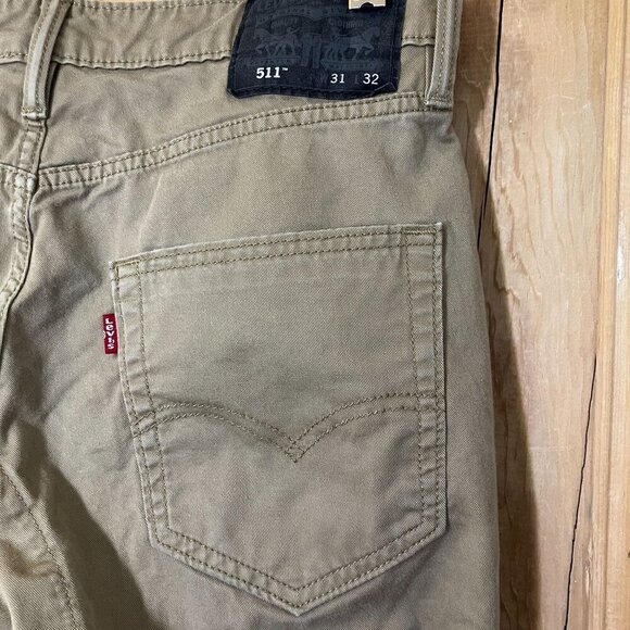 LEVI'S 511 Mens Commuter Slim Fit Denim Cycling Jeans Size 31x32 Beige Tan RARE - Picture 4 of 12